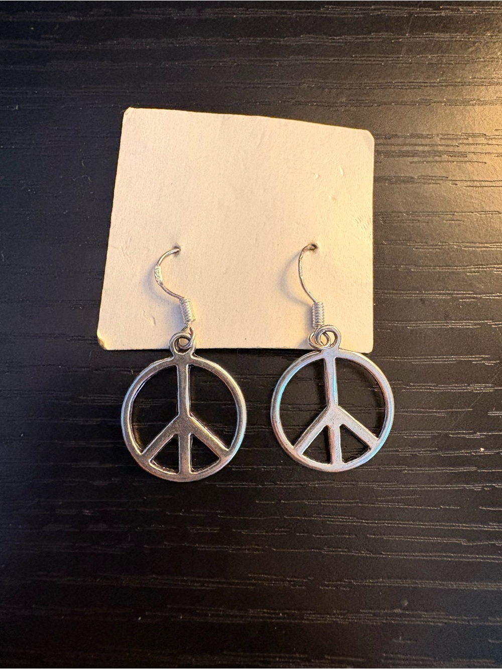 Sterling Silver Peace Sign Dangle Earrings